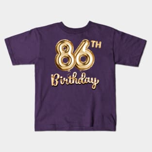 86th Birthday Gifts - Party Balloons Gold Kids T-Shirt